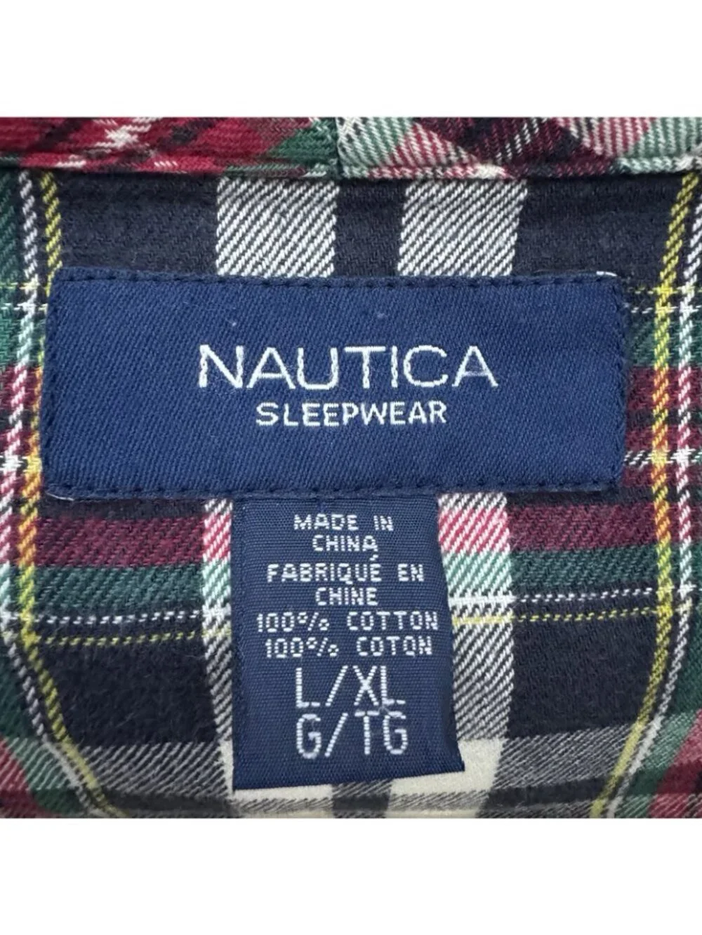 Nautica Sleepwear Mens L XL Plaid Cotton Belted Shawl Robe Pockets